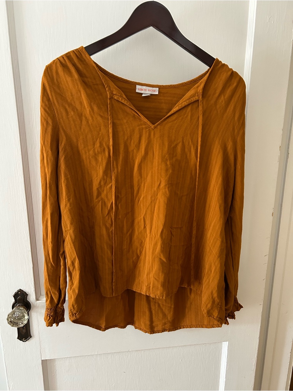 Knox Rose Women's Rust/Terracotta Long-Sleeve V-Neck Tunic